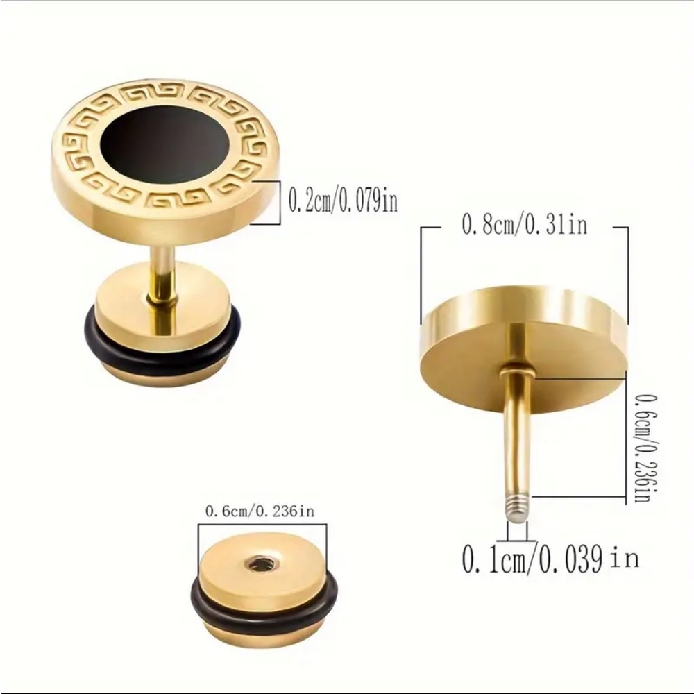 Gold Plated Rhinestone Stud Earrings - Picture 9 of 11